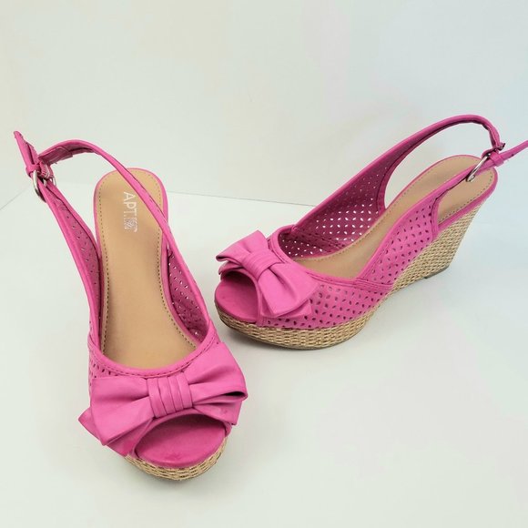 hot pink platform wedges